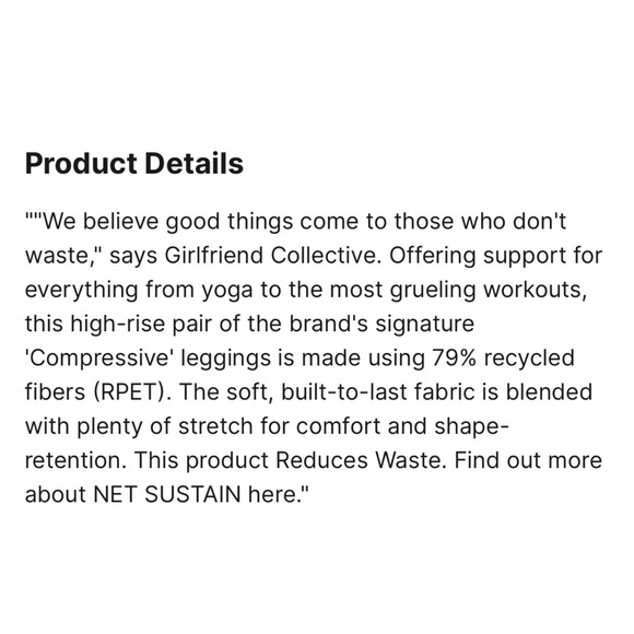 Girlfriend Collective NWOT Compressive Stretch Recycled Leggings Lilac Medium - Picture 14 of 16